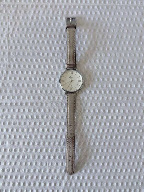 Fossil Accessories - Fossil Women's Silver Dial Watch with Light Gray Leather Strap